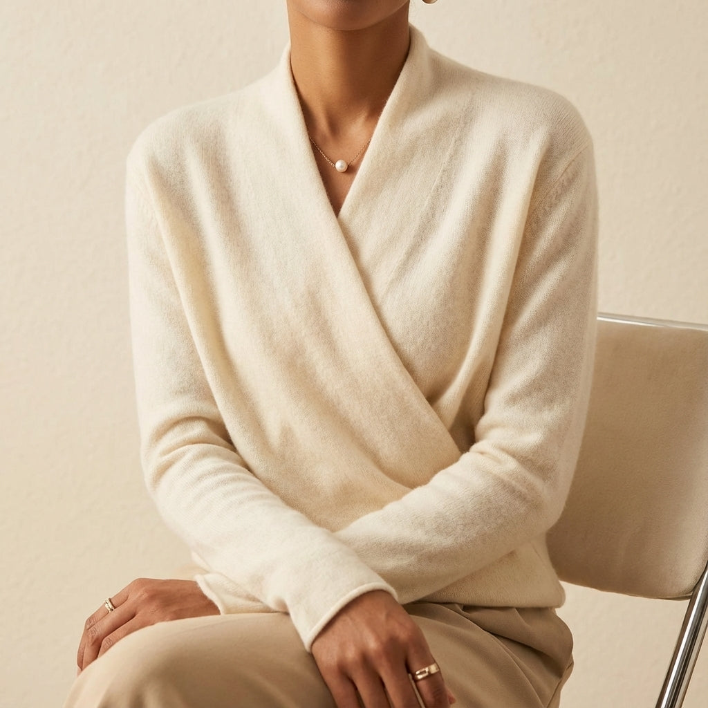 Adalee - Women's Cashmere Crossed Wrap V-Neck Sweater