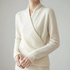Adalee - Women's Cashmere Crossed Wrap V-Neck Sweater