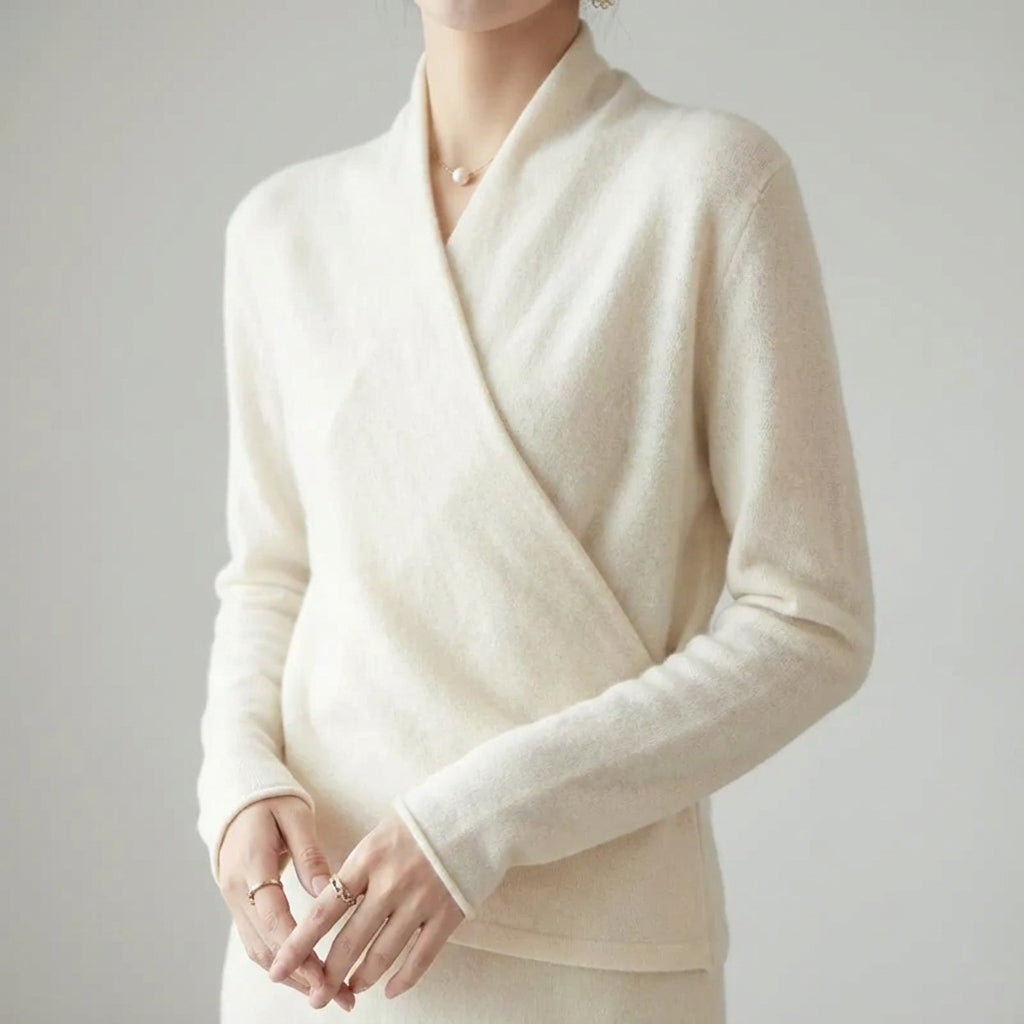 Adalee - Women's Cashmere Crossed Wrap V-Neck Sweater