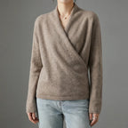 Adalee - Women's Cashmere Crossed Wrap V-Neck Sweater