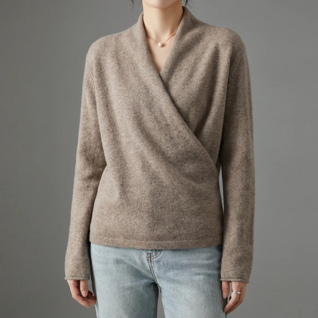 Adalee - Women's Cashmere Crossed Wrap V-Neck Sweater
