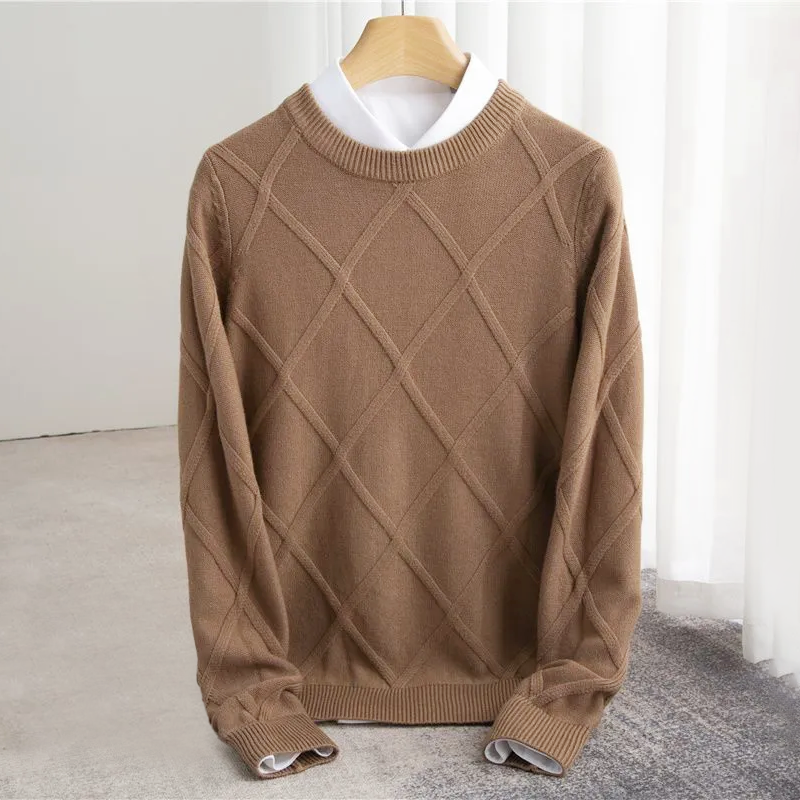 Adam - Men's Cashmere Diamond Knit Crewneck Sweater