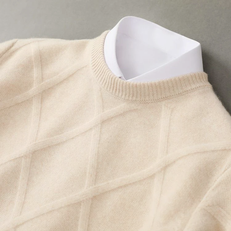 Adam - Men's Cashmere Diamond Knit Crewneck Sweater