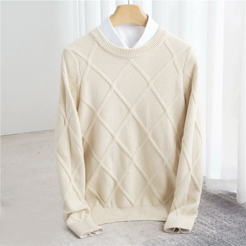 Adam - Men's Cashmere Diamond Knit Crewneck Sweater