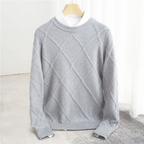 Adam - Men's Cashmere Diamond Knit Crewneck Sweater