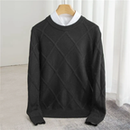 Adam - Men's Cashmere Diamond Knit Crewneck Sweater