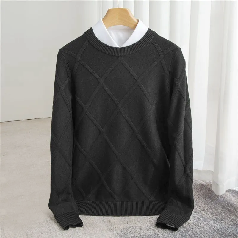 Adam - Men's Cashmere Diamond Knit Crewneck Sweater