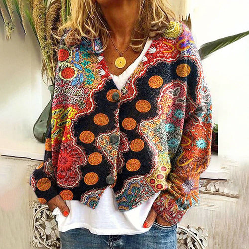 Allison - Women's Bohemian Floral Knit Cardigan