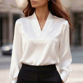 Allison - Women's Draped Satin V-Neck Blouse