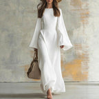 Alora - Women's Flared Sleeve Textured Maxi Dress