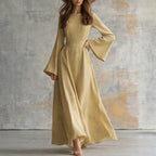 Alora - Women's Flared Sleeve Textured Maxi Dress