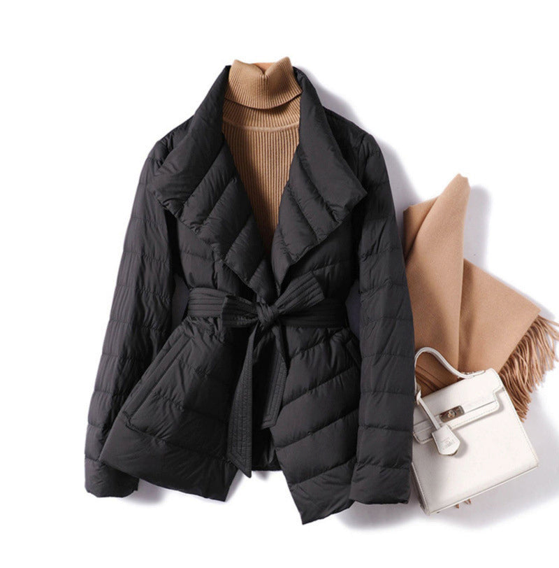 Amira - Women's Wrap Style Belted Down Jacket