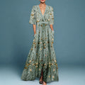 Andrea - Women's Wrap Style Floral Maxi Dress