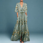 Andrea - Women's Wrap Style Floral Maxi Dress