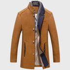 Andres - Men's Stand Collar Button Wool Blend Coat