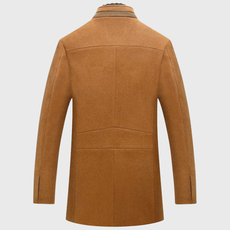Andres - Men's Stand Collar Button Wool Blend Coat