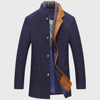 Andres - Men's Stand Collar Button Wool Blend Coat