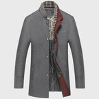 Andres - Men's Stand Collar Button Wool Blend Coat