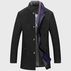 Andres - Men's Stand Collar Button Wool Blend Coat