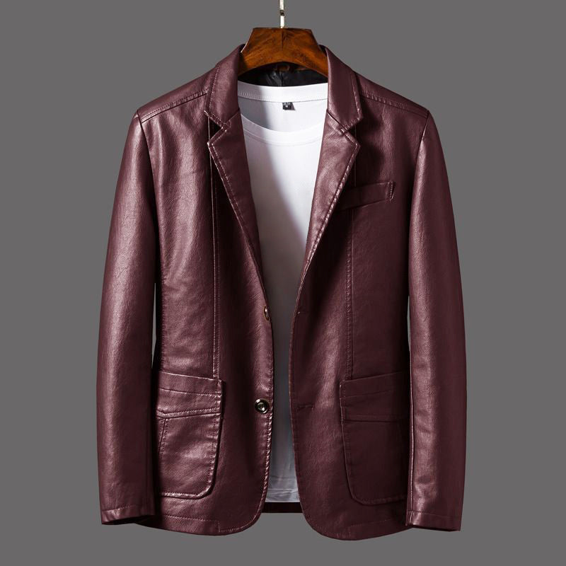 Archer - Men's Faux Leather Blazer Jacket