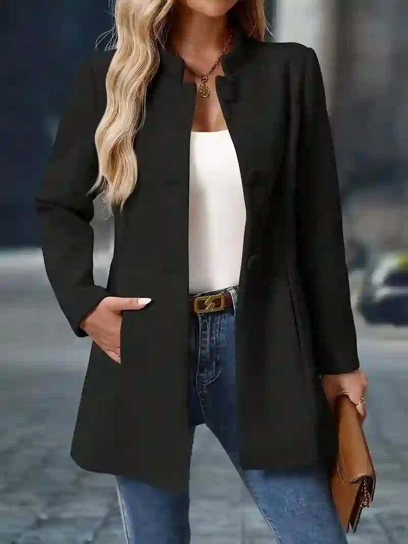 Ariella - Women's Single-Breasted Stand Collar Coat