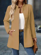 Ariella - Women's Single-Breasted Stand Collar Coat