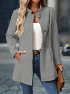 Ariella - Women's Single-Breasted Stand Collar Coat