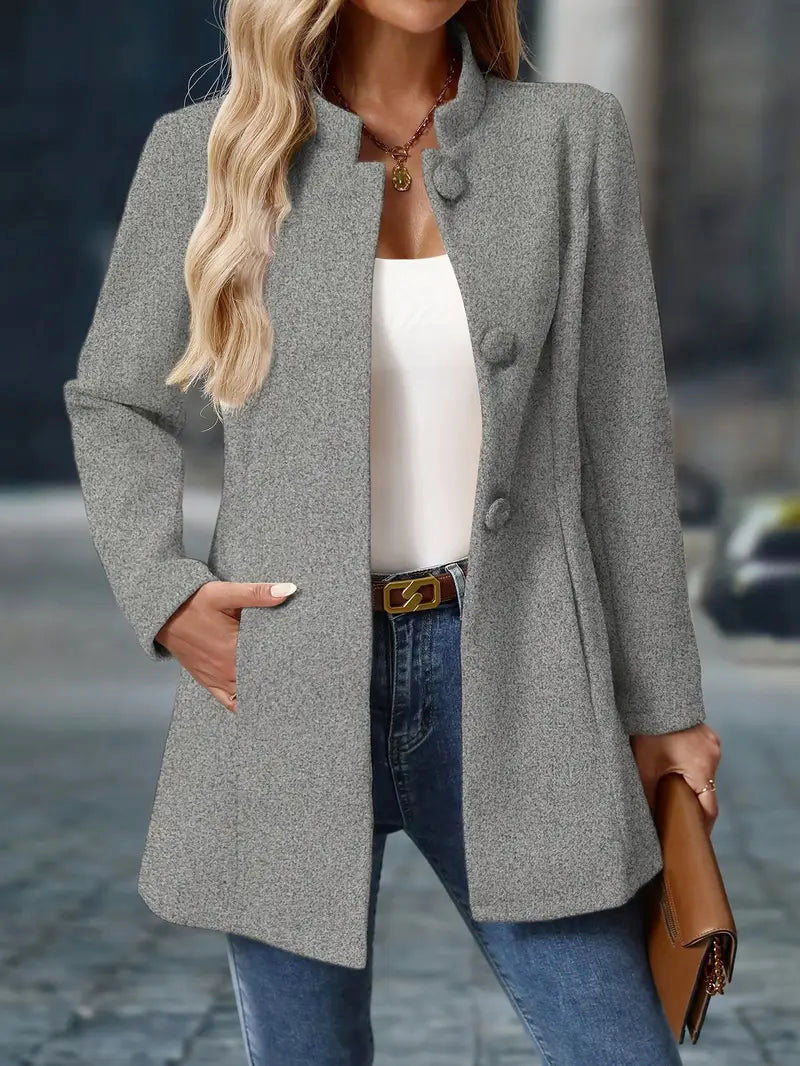 Ariella - Women's Single-Breasted Stand Collar Coat