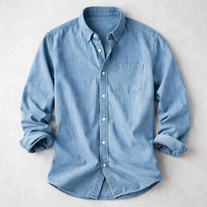 Aron - Men's Classic Cotton Long Sleeve Button-Up Shirt