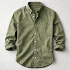 Aron - Men's Classic Cotton Long Sleeve Button-Up Shirt