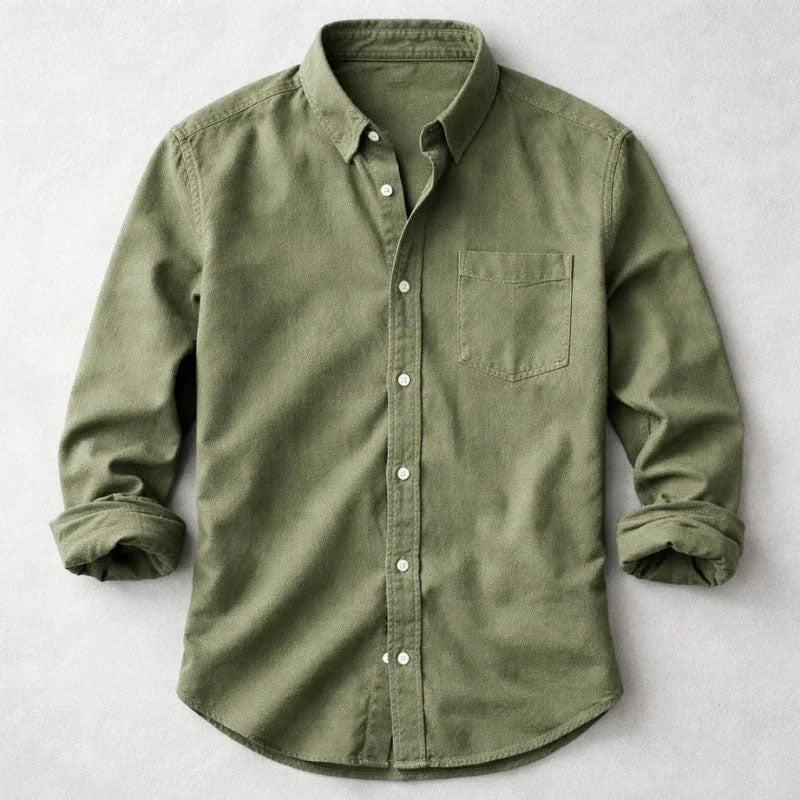 Aron - Men's Classic Cotton Long Sleeve Button-Up Shirt