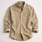 Aron - Men's Classic Cotton Long Sleeve Button-Up Shirt