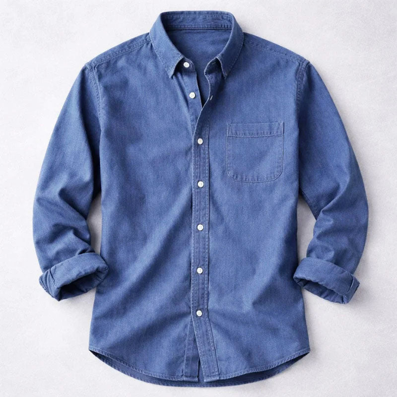 Aron - Men's Classic Cotton Long Sleeve Button-Up Shirt