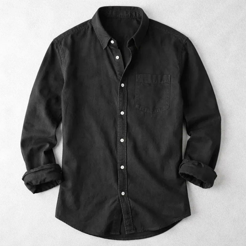 Aron - Men's Classic Cotton Long Sleeve Button-Up Shirt