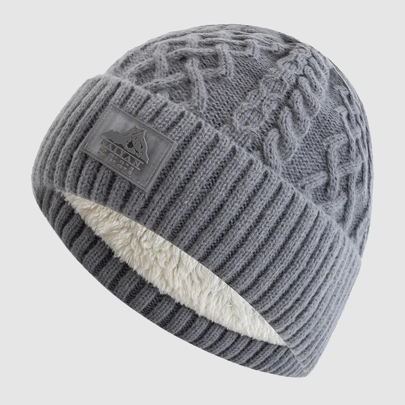 Finnegan - Unisex Cable-Knit Beanie with Fleece Lining