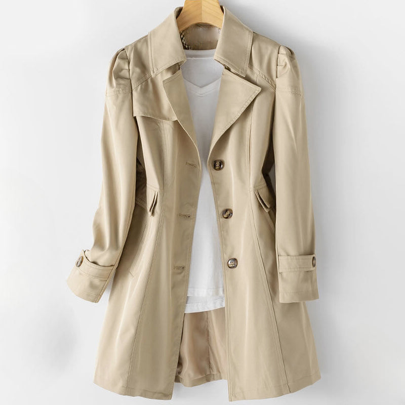 Audrey - Women's Puff Sleeve A-Line Trench Coat