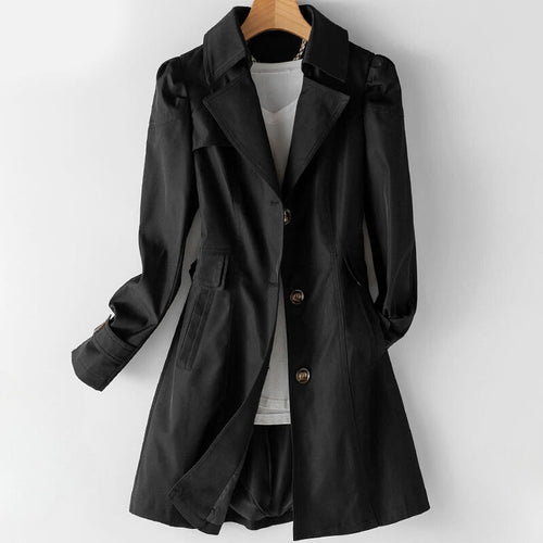 Audrey - Women's Puff Sleeve A-Line Trench Coat