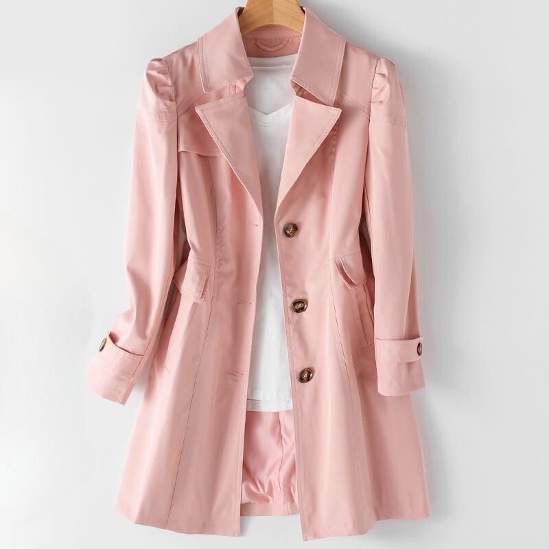 Audrey - Women's Puff Sleeve A-Line Trench Coat