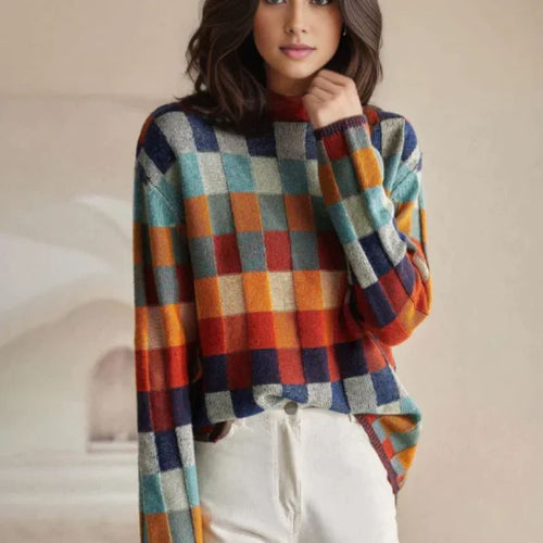 Audrey - Women's Colorblock Turtleneck Sweater