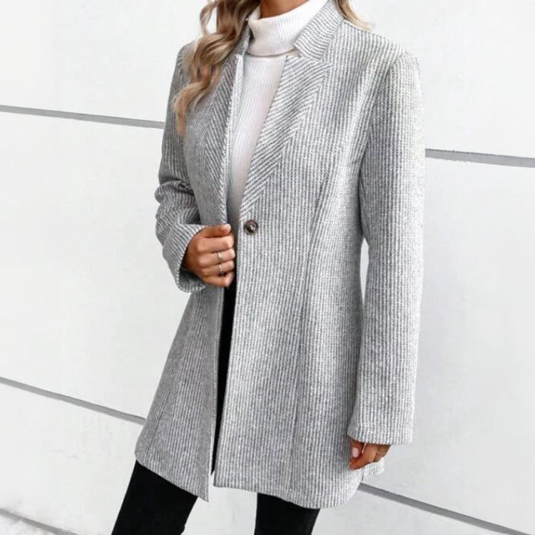Ava - Women's Single-Button Jacquard Longline Coat