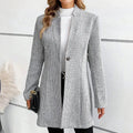 Ava - Women's Single-Button Jacquard Longline Coat