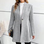 Ava - Women's Single-Button Jacquard Longline Coat