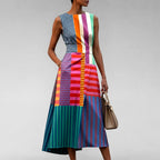Avery - Women's Colorblock Stripe Midi Dress