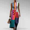 Avery - Women's Colorblock Stripe Midi Dress