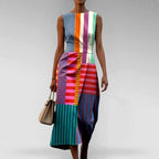 Avery - Women's Colorblock Stripe Midi Dress