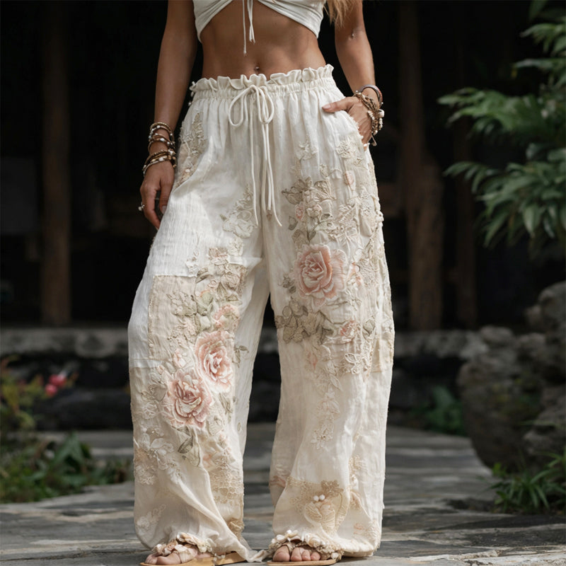 Aylin - Women's Rose Garden Palazzo Pants