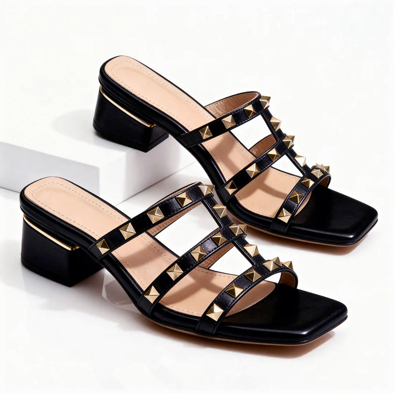 Bea - Women's Studded Strap Block Heel Sandals