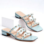 Bea - Women's Studded Strap Block Heel Sandals