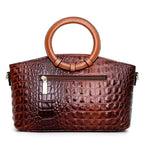 Bella - Women's Croc-Embossed Vintage Leather Handbag