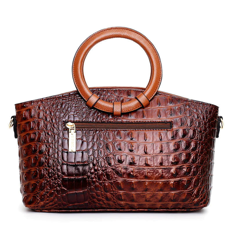 Bella - Women's Croc-Embossed Vintage Leather Handbag